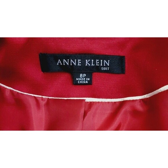 Anne Klein Red Satin Trim Single Button Business Office Suit Blazer Jacket 8P - Picture 6 of 7